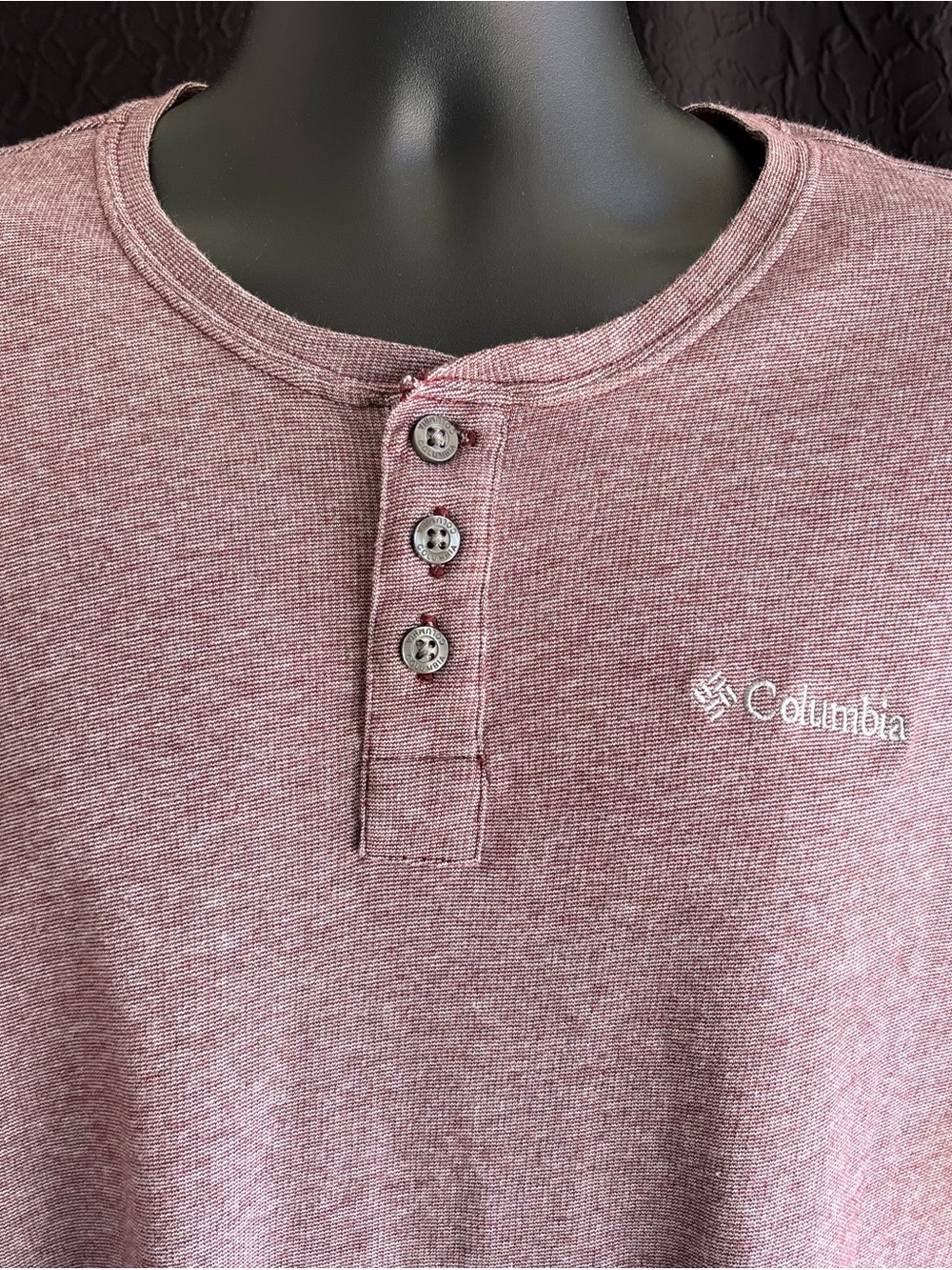 Columbia Henley Shirt Men’s Large Brown Heather Long Sleeve Outdoor Casual